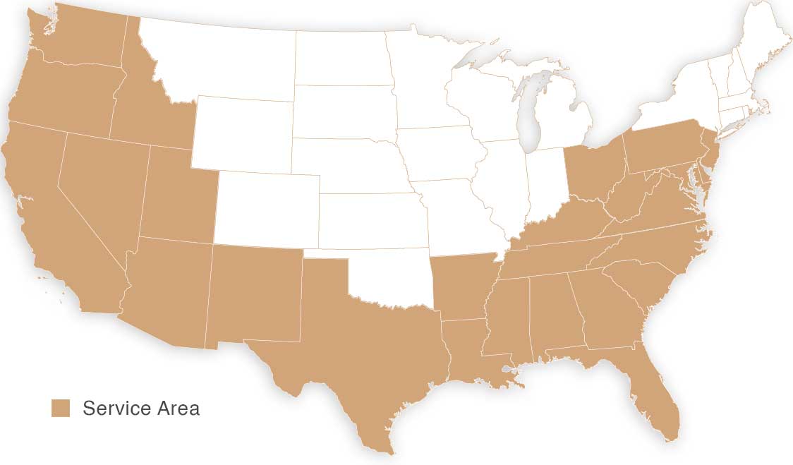 OA Express service area US Map